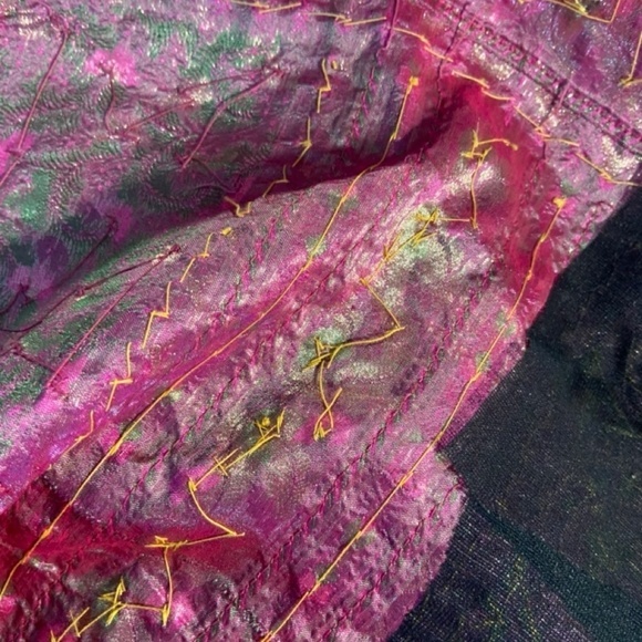 Indian Sari Silk Hand Beaded Wrap Around Skirt. OS EUC Quality Workmanship PINK! - Picture 13 of 16